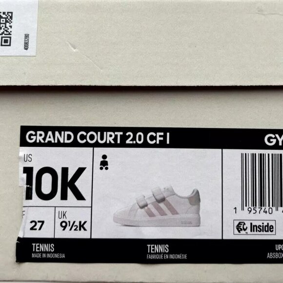 Adidas Grand Court Toddler Girls Slip on Casual Sneakers Size 10 White/Silver - Picture 9 of 13